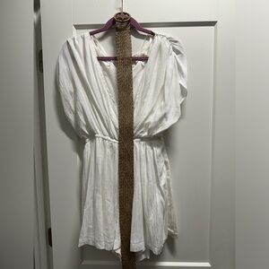 White romper with woven belt